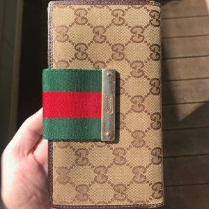 Gucci Monogram Web Continental Wallet